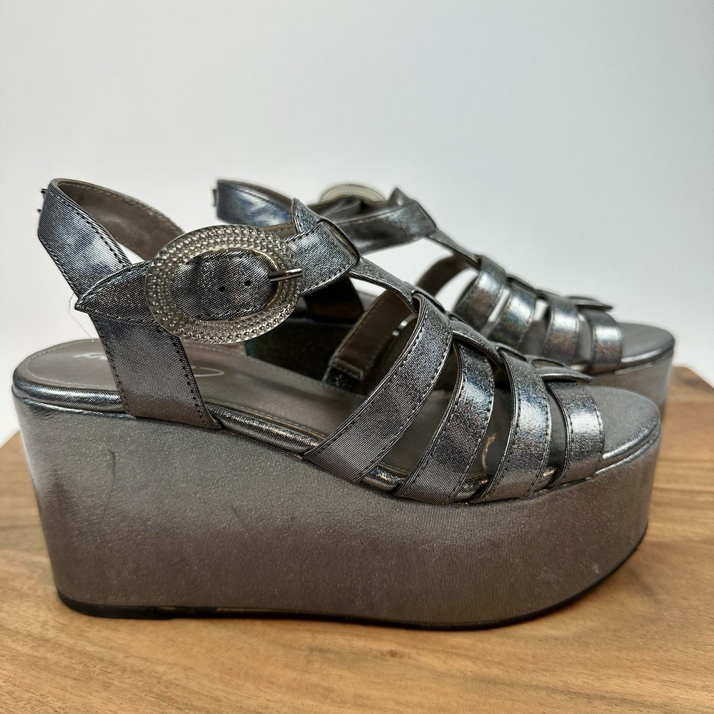 New Womens Circus Sam Edelman Golda Iridescent‎ Gray Platform Sandals Size 7 M